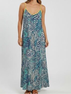 Lilly Pulitzer Kendra Maxi Dress Brilliant Blue Flowy Summer Size S / M